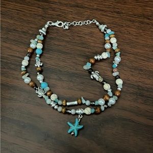 Handcrafted beach theme double strand anklet